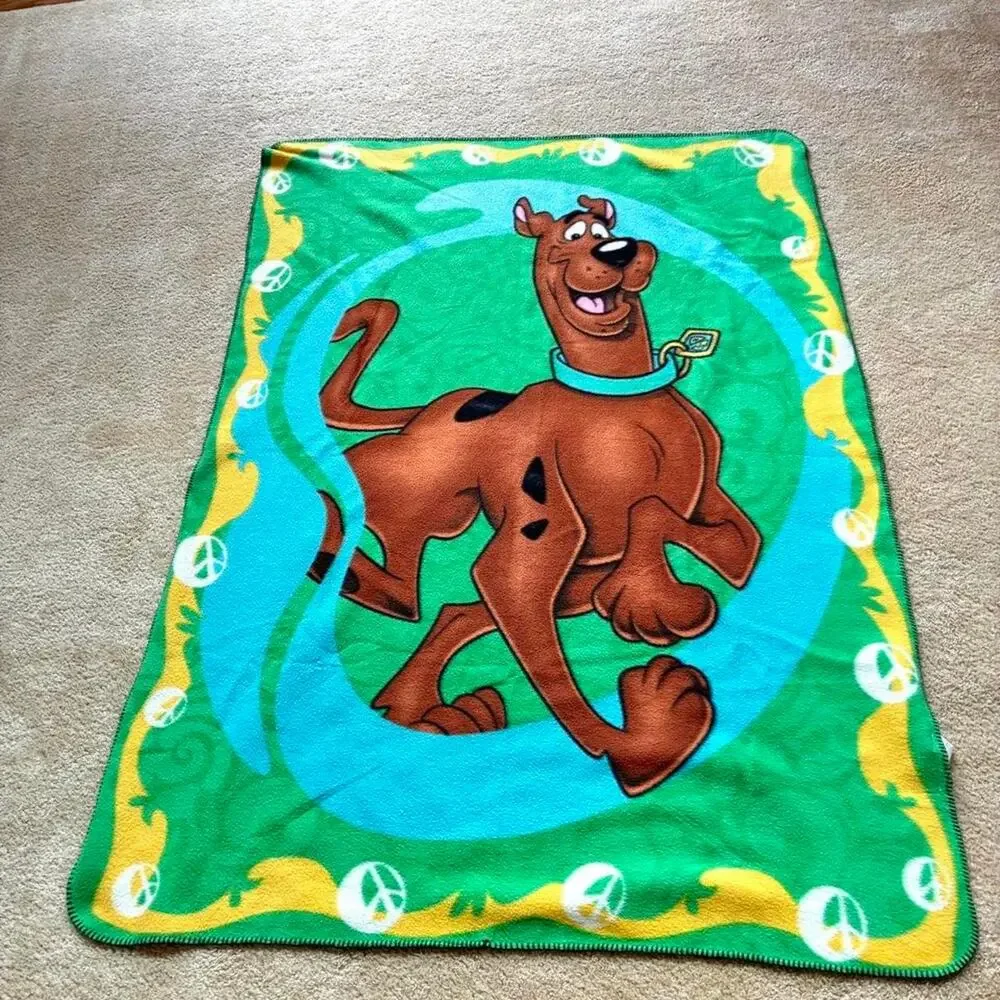 Vintage Y2K Cartoon Network Scooby Doo Fleece Blanket Throw Green 43”x60”